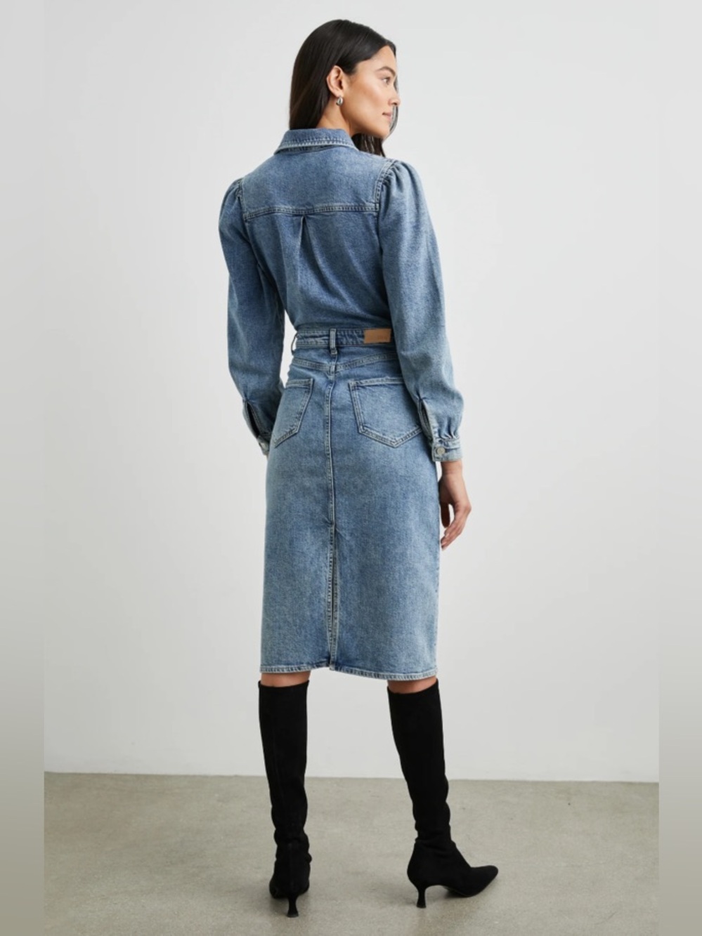 [NWOT] $278 RAILS Beverly Denim Midi Dress. Size Small - Picture 3 of 8